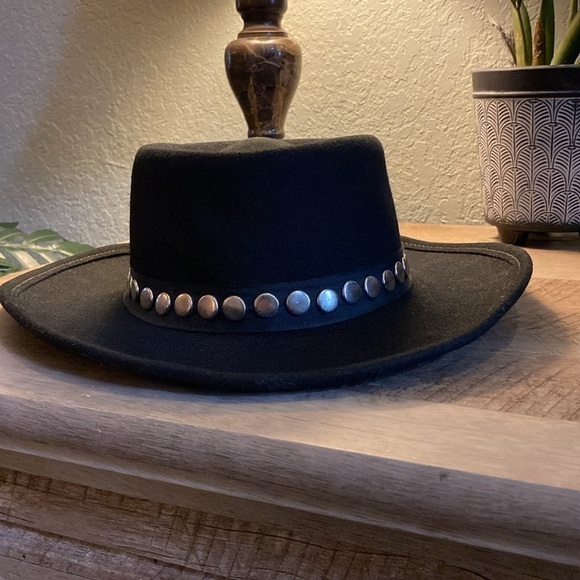 Vintage Bollman Doeskin 100% Wool Hat Black w/ Silver Studs - Picture 10 of 11